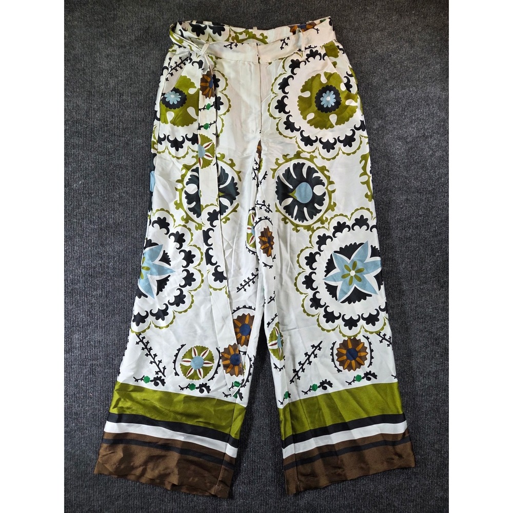 Industry Women Multicolor Floral Medallion Print Wide Leg Satin Pants Size 6